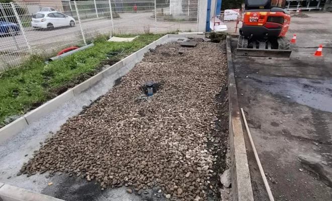 Création d'une dalle béton carrossable avec pose d'une fosse hydrocarbure à Roche la Molière, Saint-Just-Saint-Rambert, Mon extérieur
