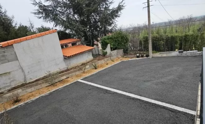 Reprise d'une structure avec pose de pavés et traverses chêne sur Saint-romain-le-Puy, Saint-Just-Saint-Rambert, Mon extérieur
