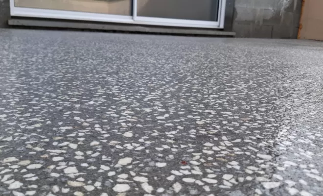 Réalisation d'une dalle béton bouchardé à Andrézieux-Bouthéon, Saint-Just-Saint-Rambert, Mon extérieur