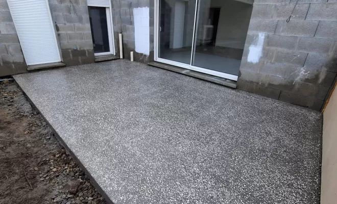 Réalisation d'une dalle béton bouchardé à Andrézieux-Bouthéon, Saint-Just-Saint-Rambert, Mon extérieur