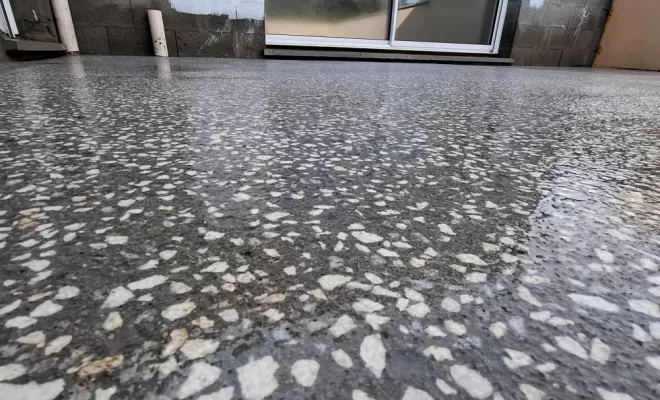 Réalisation d'une dalle béton bouchardé à Andrézieux-Bouthéon, Saint-Just-Saint-Rambert, Mon extérieur