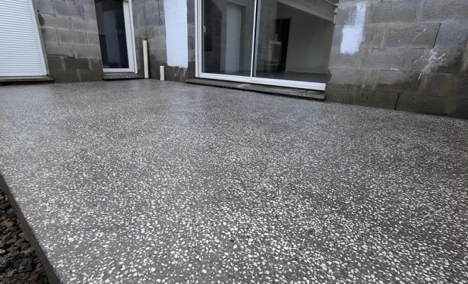 Réalisation d'une dalle béton bouchardé à Andrézieux-Bouthéon, Saint-Just-Saint-Rambert, Mon extérieur